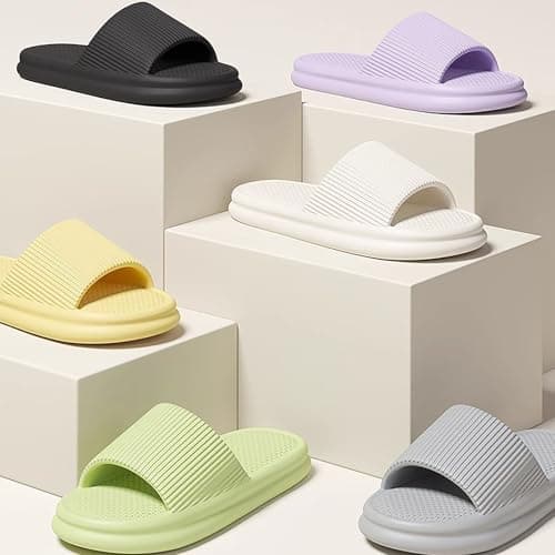 Womens Sliders Wide Fit Thick Sole Shower Shoes Non Slip Pool Beach Sandals — view 5