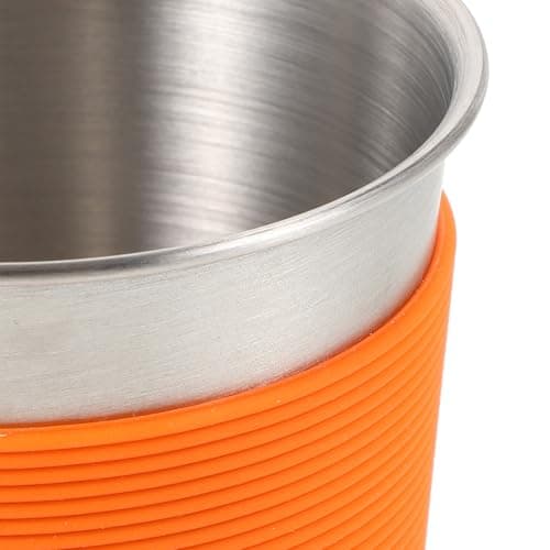 GALPADA 2pcs Stainless Steel Water Cup Metal Coffee Cup Single Layer Portable Flat Base Silicone Sleeve Easy Clean Anti-scalding for Relaxing and Table Use — view 3