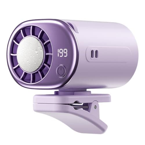 USB Car Clip Cooler Fan with LED Display (Purple)