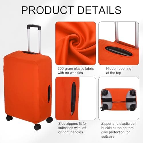 sourcing map Travel Luggage Cover, Washable Suitcase Covers for Luggage Anti-scratch Suitcase Protector Elastic Baggage Protective, Fits 22-25 Inch Suit Case, Orange — view 3