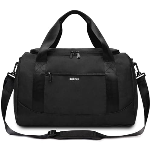 ECOHUB Ryanair Cabin Bag - 40x20x25 Underseat Carry On Bag with Shoulder Strap for Women and Men Weekend & Overnight Travel (Black)