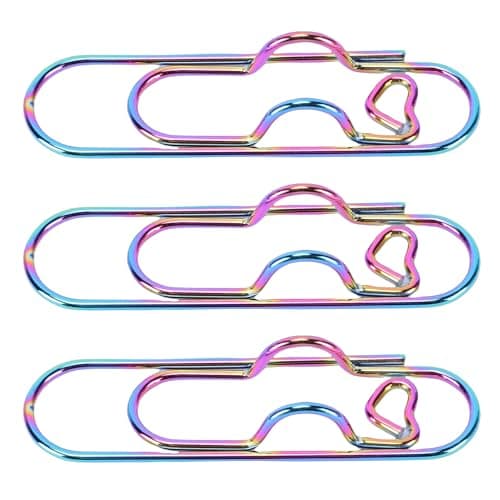 Aramox Pen Clips Stainless Steel Paperclip Pen Holders 20 Pack Colorful Notebook Clamp with Storage Box Clip On Design for Students Teachers Office School Travel