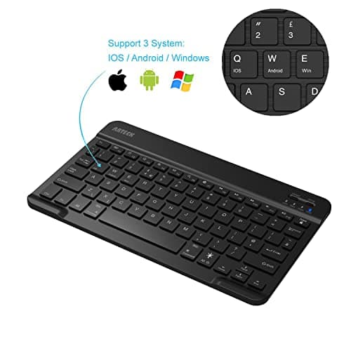 Arteck Universal Backlit 7-Colors & Adjustable Brightness Ultra Light Slim Portable Wireless Bluetooth 3.0 Keyboard for iOS iPad Pro, iPad Air, iPad Mini, Android, MacOS, Windows Tablets PC Smartphone — view 2