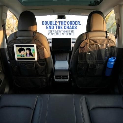 Twzqsyw Car Back Seat Organiser for Kids — 2 Pack | Rear Seat Organiser with Tablet Holder & Multiple Pockets | Kids Car Seat Organiser | Car Travel Accessories | Backseat Car Organizer for Children — view 4