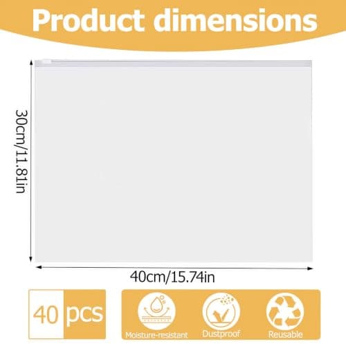 50 Pcs Ziplock Bags for Clothes, 40 x 30 cm Large Frosted Ziplock Bags — view 2