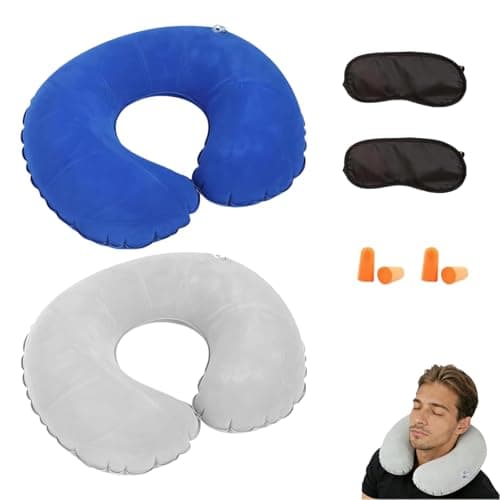 WZHHDM Inflatable Neck Pillow For Travel, 2PCS Inflatable Travel Pillow