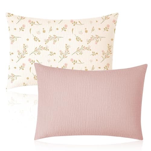 2 Pcs Toddler Pillow Cases Cotton Muslin Soft Breathable