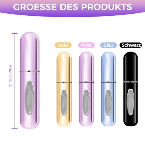 CNMTCCO Perfume Atomiser, Pack of 4 Perfume Bottles, Perfume Atomiser Refillable, Small and Portable, Suitable for Air Travel, Handbags, Travel (5 ml) — view 2