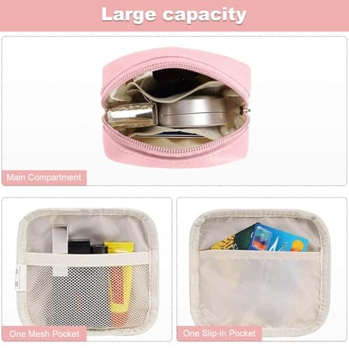 Small Makeup Bag, 2PCS Travel Toiletry Bag, Pink, Purple — view 3