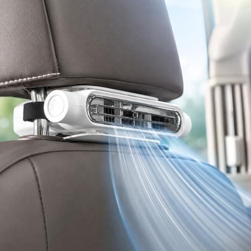 USB Powered Car Seat Fan Backseat Cooling Headrest Fan with Adjustable Speeds Portable Vehicle Fan for Kids Dogs Rear Seat Passengers Summer Travel Accessory Black (Black) — view 6