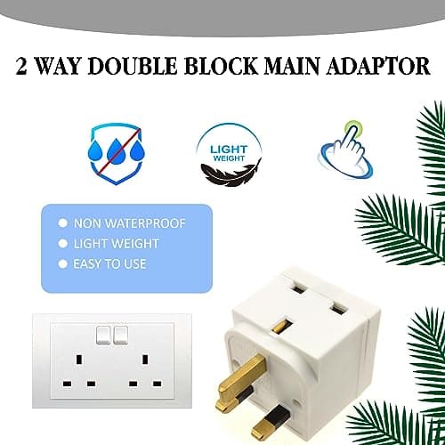 2 Way Plug Adapter UK Outlet Extender Double Socket Adapter Multiplug with Multi Plug for Bedroom Kitchen Bathroom Study Desk Shelf and Landing White 4 Pack — view 6