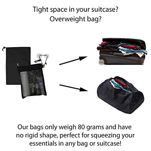 Waterproof Multifunctional Toiletry Shower Bag for Gym, Travel, Business and Foldable Portable Hanging Bathroom Mesh Caddy with Wet & Dry Storage Suction Hook Tote for Men Women — view 4