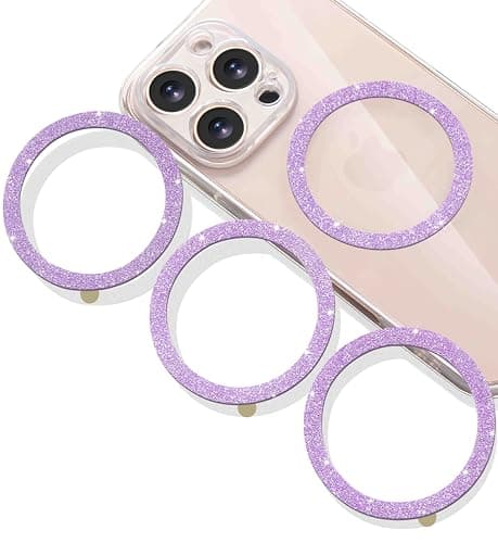 Jsoerpay Universal Metal Rings for Magsafe, 4 Pack Glitter Lavender