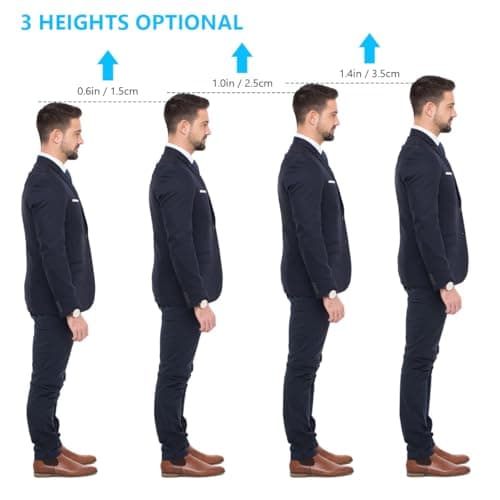 URAQT Gel Heel Lift Inserts, Shock Absorbing Cushion, 3.5cm Height, Men L — view 4