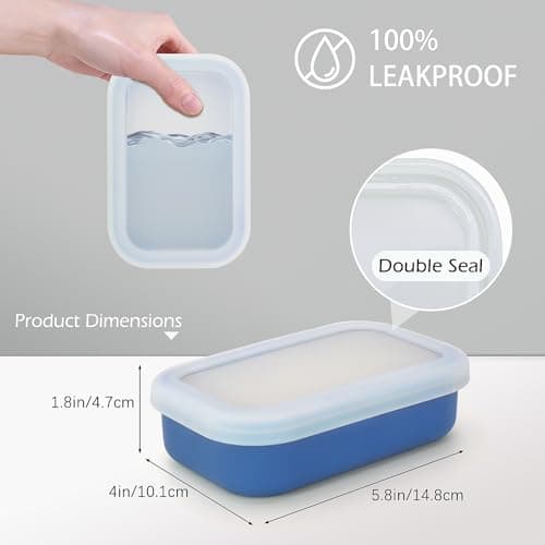 AIDIMMING Enhanced Leakproof Travel Soap Case, Shatter-Proof & Slip-Resistant Silicone Shampoo Bar Holder, Large Container With Draining Layer-Soap Saver Pad (Clear & Blue) — view 2