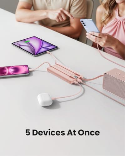 Coowisty Power Bank, Slim 10000mAh Portable Charger with 4 Built in Cables — view 3