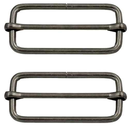 Trimming Shop 2pcs Triglide Slider Buckle Metal Adjustable Durable Lightweight Slide Buckle for Webbing Straps, Backpack, Fasteners Strap, Pet Collars and Bag Accessories, 50mm, Gunmetal