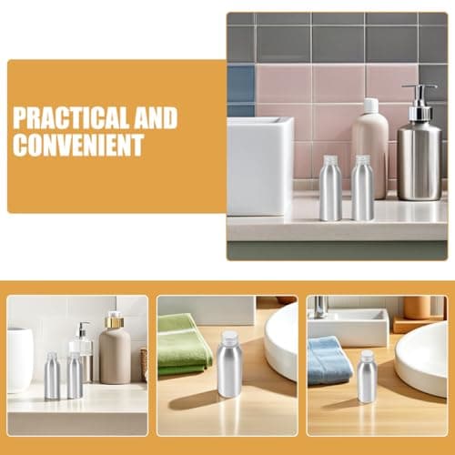 SEWOART 5pcs Aluminium Cosmetic Bottles 100ml Leakproof Refillable Travel Containers for Perfumes and Cosmetic Products with Sleek Aluminium Finish, for Daily Outings and Gifting — view 3