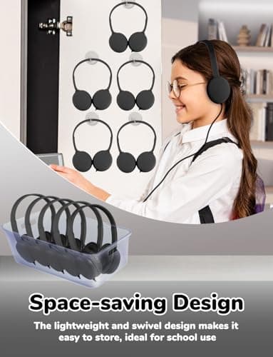 Gaosen Kids Headphones Bulk 5 Pack for School Classroom Students, Comfortable On Ear Headphones with 3.5mm Jack for Tablets Computer Travel(GS30,5Black) — view 4