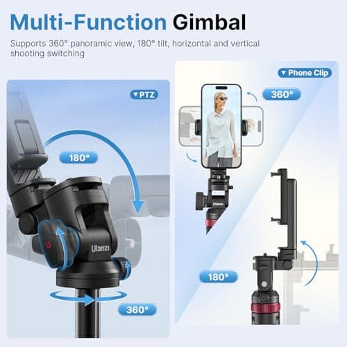 ULANZI MT-78 185cm Extendable Phone Tripod, 72.83" Selfie Stick Bluetooth, 3 in 1 Camera Tripod Stand with Clip, 360° Ball Head, Quick Release plate, Cold Shoe, for iPhone Sumsung DSLR Sony Canon Fuji — view 5