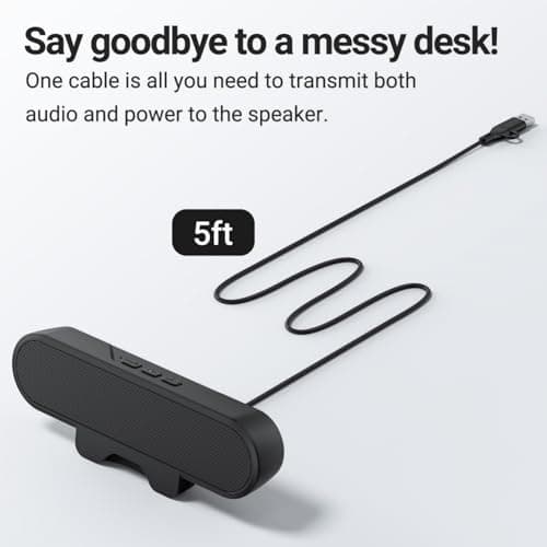 Inwa PC Speaker, USB Monitor Speaker with Clip-On, 10 W with HD Stereo Sound, for PC Monitor, Laptop, Mobile Phone, Desktop, Outdoor, Plug and Play (Black) — view 6
