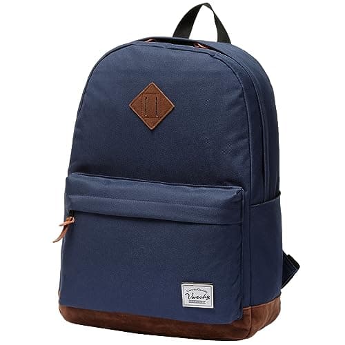 VASCHY School Backpack Unisex Classic Lightweight Tear Resistant Water Resistant for 15 inch Laptop, Blue New, 18.5 inches, Casual