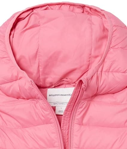 Amazon Essentials Girls' Lightweight Water-Resistant Packable Hooded Puffer Jacket, Bright Pink, 9 Years — view 3