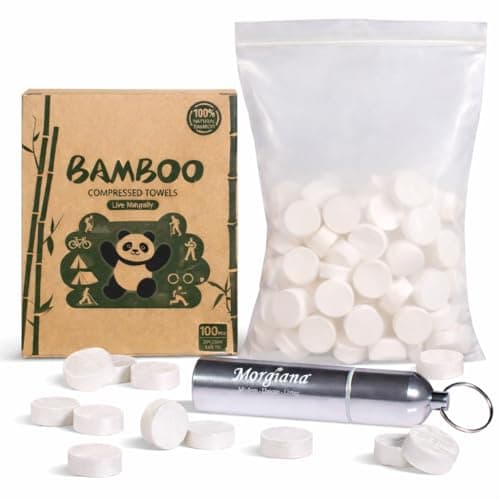 MORGIANA Bamboo Compressed Towels – 100-Pack with Aluminum Tube for Travel