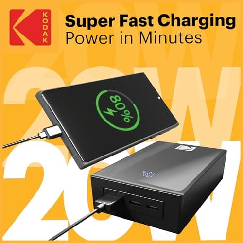 KODAK 20000mAh Power Bank Fast Charging Portable Charger, Flight-Safe 77Wh — view 2