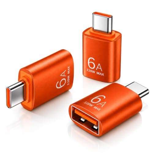 USB C to USB Adapter 3Pack,USBC Male to A Female 3.0 OTG MacBook Pro/Air Adapter,Type C Thunderbolt 4 3 Converter for Apple iPhone 17 17e 16,Mac,iPad,Microsoft Surface,Samsung Galaxy S26 (3x Orange)