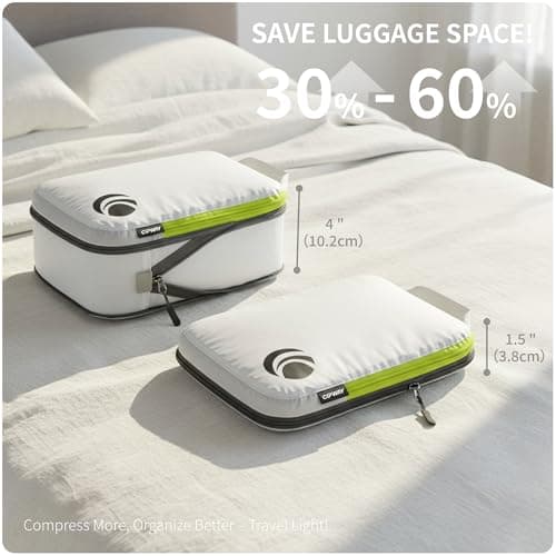 Cipway Compression Packing Cubes for Travel, 3 Set Expandable Carry-On Organizers with Compressible Luggage Cubes Ultralight Packing Cube (White) — view 2