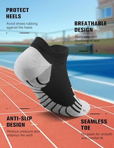 Lounwee Compression Low-Cut Running Socks: 2-zone Target Support for Muscle — view 5