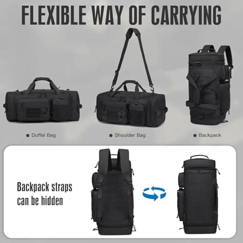 TONRUYN Tactical Gym Bag Mens 40-45L Expandable Sports & Travel Duffel Bag — view 3