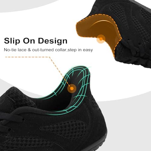 JOINFREE Men’s Walking Shoes Wide Fit Barefoot Trainers Slip On Trainers Zero Drop Minimalist Shoes Lightweight Breathable Gym Training Casual Shoes for Daily Wear Black Size 13 — view 3