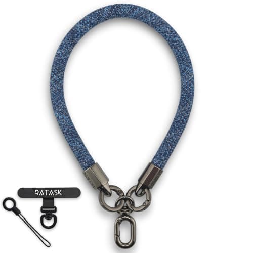 RATASK Navy Blue Wrist Lanyard Strap, Chunky Universal Mobile Phone Strap, Durable 10mm Rope Lanyard for Camera, Keys, Everyday Carry, Phone Charm Accessory, (Denim Blue)