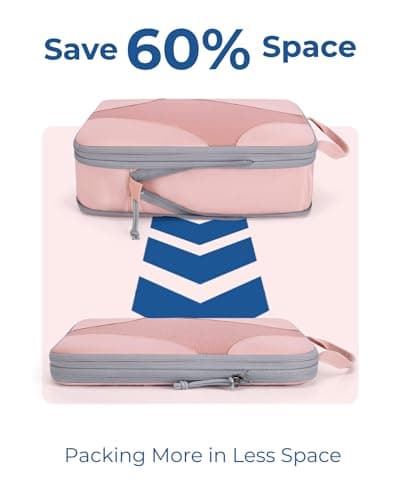 BAGSMART Compression Packing Cubes Set for Travel, 6 Set Packing Cubes Clothes Storage Bags for Carry On Suitcase, Lightweight Travel Essentials (6-Pack (1L+2M+2S+1Shoe Bag), Pink — view 2