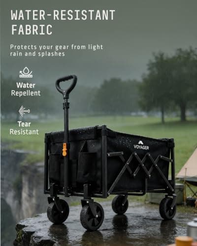 Voyager Folding Camping Wagon 70L, Collapsible Festival Trolley, Black — view 5