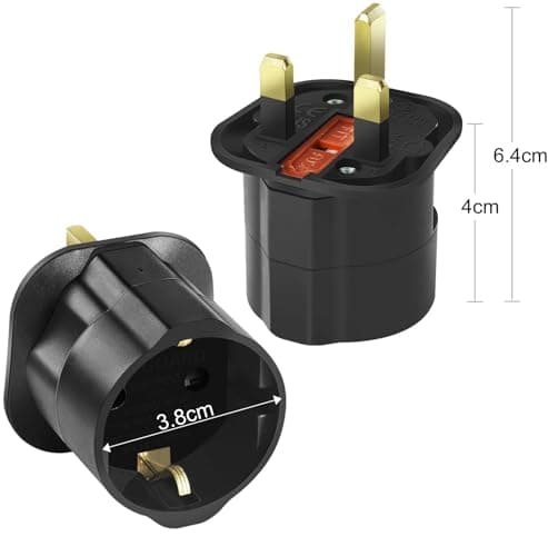 VGUARD European to UK Plug Adapter 3 Pack BS8546 Certified Travel Adapter 2-Pin to 3-Pin, EU Schuko to UK Plug with 13A Fuse for Europe French Spanish German Turkish to UK Socket - Black — view 3