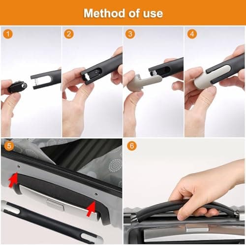 2Pcs 24cm Luggage Handle Replacement, Black Carrying Grip Suitcase Repair — view 4