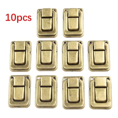 10PCS Retro Luggage Buckles Metal Lock Clasps for Wooden Boxes Furniture Hardware - Antique Iron Latches 25x38mm Classic Suitcase Repair Kit(Yellow Bronze) — view 3