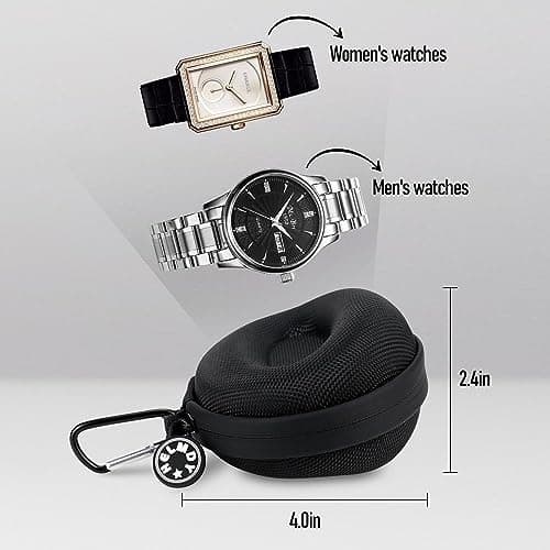 HELMDY Watch Travel Case Waterproof Single Box for Men & Women（Nylon Black） — view 6