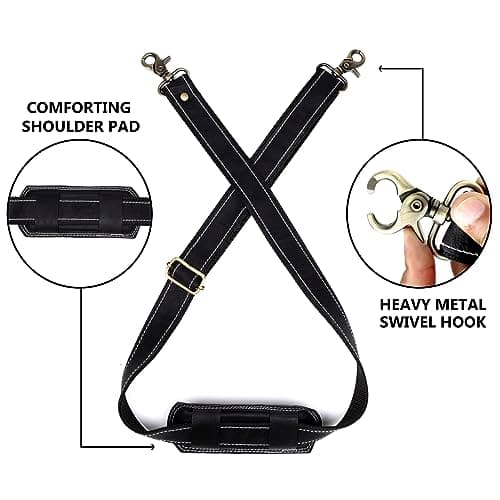 Bagsifi 60-inch Genuine Black Leather Shoulder Straps for Bags Perfect Crossbody Strap for Laptop Bag, Messenger Bags, Briefcase, Satchel, Purse, Handbag, Duffle Luggage, Totes, Gym Bags — view 4