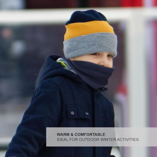 TOSKATOK® Childrens Kids Boys Girls Warm Winter Reversible Soft Fleece Snood Neckwarmer Scarf-NAVY — view 6