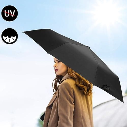 YZDZSW 6 Ribs Windproof Compact Umbrella, Small Umbrella for Handbag, Black — view 5