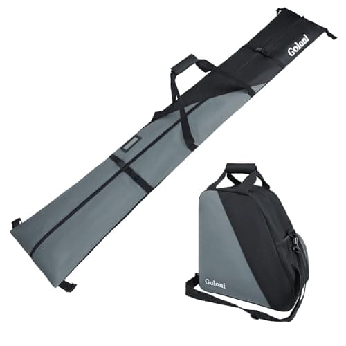 Goloni Ski Bag and Boot Bag Combo,Ski Bags for Air Travel,Water- resistant Snowboard Bag Fits for Skis Up to 180 CM and Boots Up To Size US13