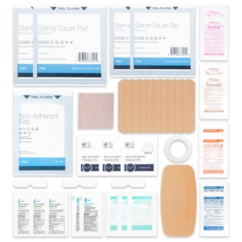 Travel First Aid Kit with OTC Medicines Compact Kit for Cruise & International Travel - Reusable & Refillable Zippered Case with Clip — view 2