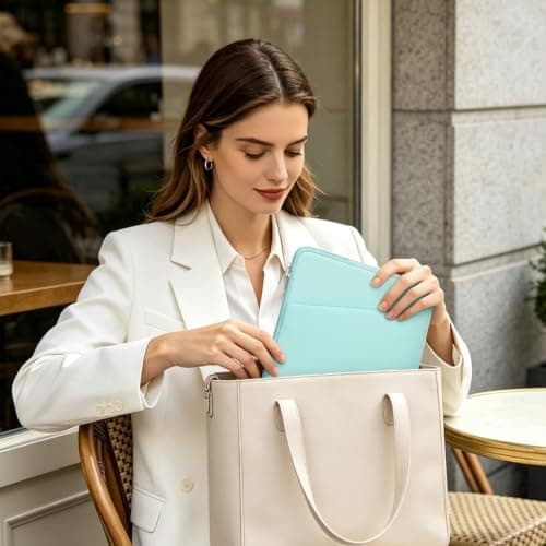 RAINYEAR 14 Inch Laptop Sleeve Padded Case with Front Pocket, Mint Green — view 6