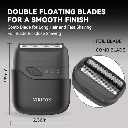 VIKICON Foil Shaver for Men, Mini Electric Razor for Face, Travel Shaver — view 2