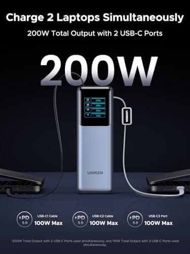 UGREEN Nexode 200W 25000mAh Power Bank Smart Display and Retractable Cable — view 4