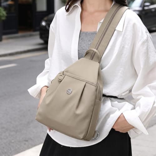 Anti Theft Backpack - Waterproof 2-Way Commuter Bag with Large Capacity Oxford Convertible Shoulder Tote - Stylish Multi-compartment Travel Handbag for Work Fitness Shopping,Khaki (30x21x14cm) — view 6